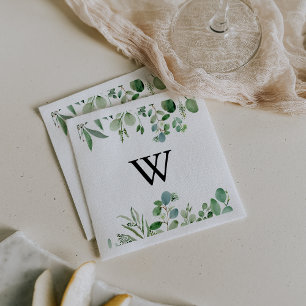Greenery Eukalyptus Calligraphy Monogram Wedding Serviette