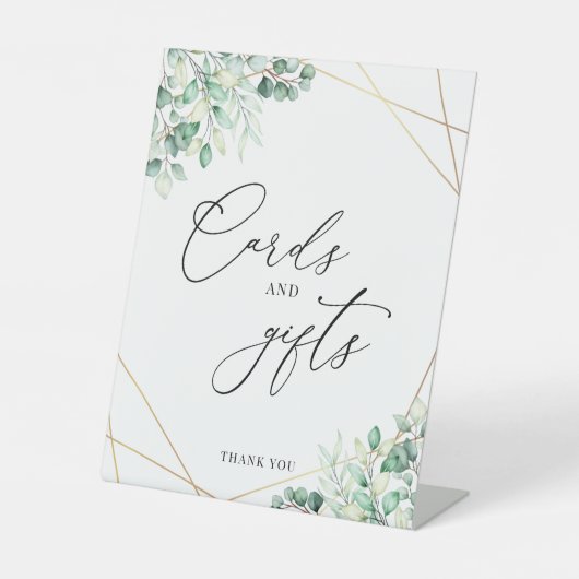 Greenery Eukalyptus Geometrische Karten und Gesche Sockelschild (Vorderseite)