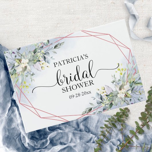 Greenery Eukalyptus Geometrisches Brautparty Gästebuch