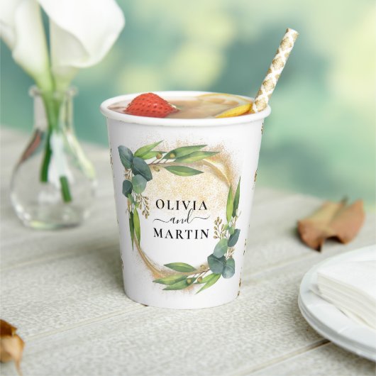 Greenery Eukalyptus Magical Sand Wedding Paper Cup Pappbecher (In Situ)