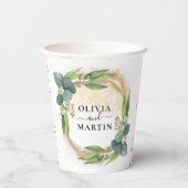 Greenery Eukalyptus Magical Sand Wedding Paper Cup Pappbecher (Rückseite)