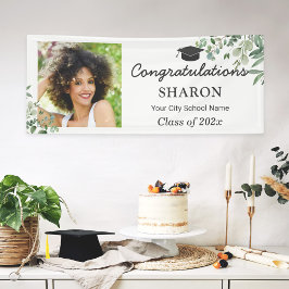 Greenery Eukalyptus Verlasse Chic Graduation Party Banner