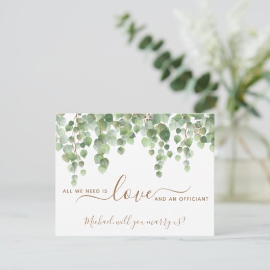 Greenery Eukalyptus wird Sie uns als Beamter heira Einladung (Stehend Vorderseite)