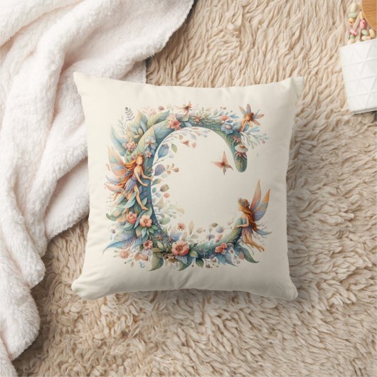 Greenery Fairies Monogram Letter C Kissen (Decke)