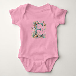 Greenery Fairies Monogram Letter E Baby Strampler