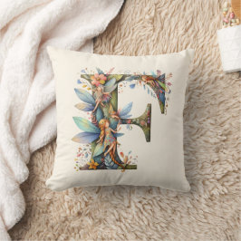 Greenery Fairies Monogram Letter F Kissen