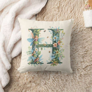 Greenery Fairies Monogram Letter H Kissen