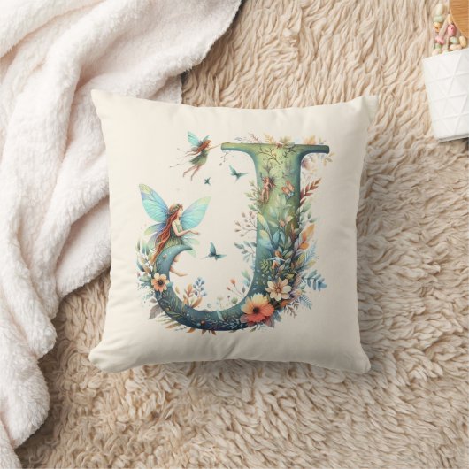 Greenery Fairies Monogram Letter J Kissen (Decke)