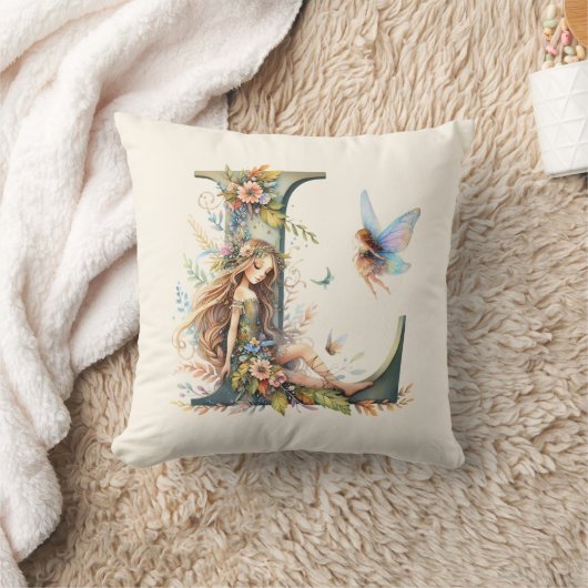 Greenery Fairies Monogram Letter L Kissen (Decke)