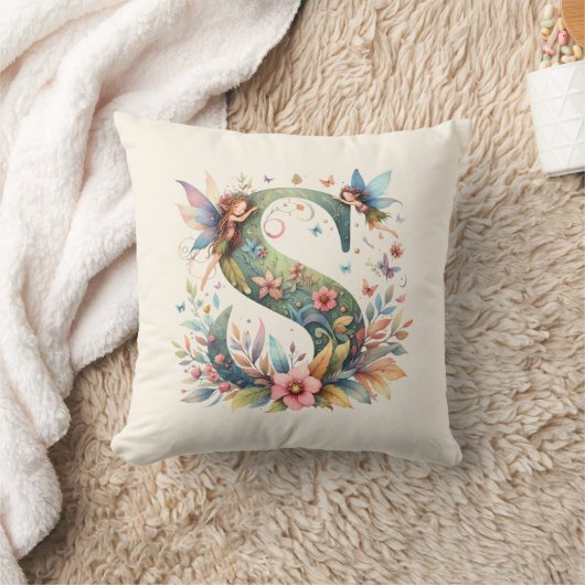 Greenery Fairies Monogram Letter S Kissen (Decke)