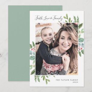 Greenery Faith Liebe und Familien-Foto Feiertagskarte