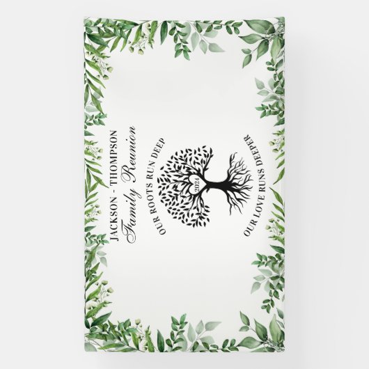 Greenery Family Reunion Tree backdrop banner (Vertikal)
