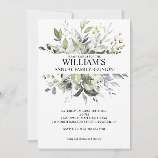 Greenery Family Wiedersehen Party Einladung (Vorderseite)