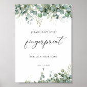 Greenery Fingerprint Wedding Guest Book Sign Poster (Vorne)