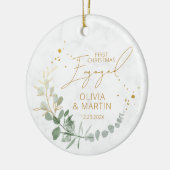 Greenery First Christmas Verlobt Elegant Keramik Ornament (Links)