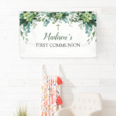 Greenery First Communion Banner backdrop (Insitu)