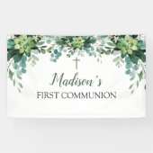 Greenery First Communion Banner backdrop (Horizontal)