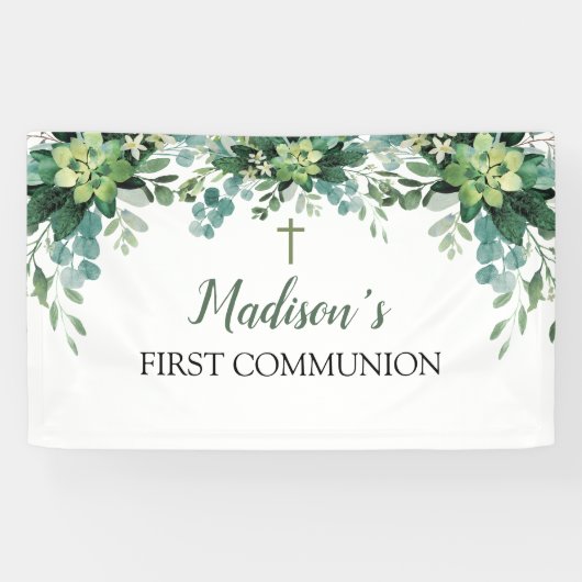 Greenery First Communion Banner backdrop (Horizontal)