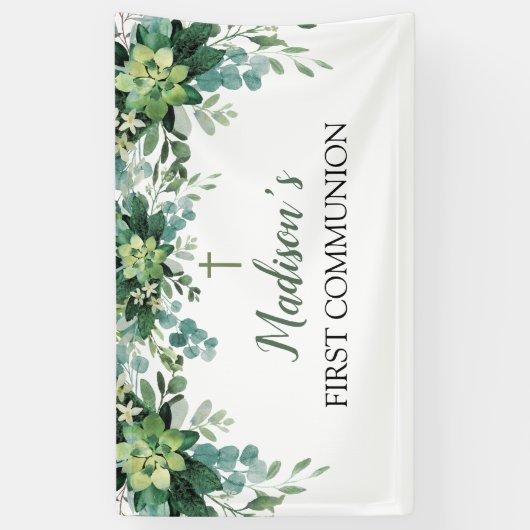 Greenery First Communion Banner backdrop (Vertikal)