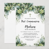 Greenery First Communion Invitation Einladung (Vorne/Hinten)