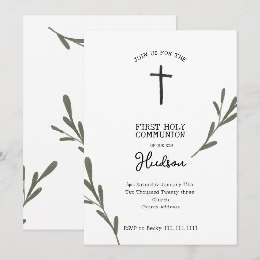 Greenery First Community Girl Boy Einladung (Vorne/Hinten)