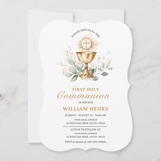 Greenery First Holy Communion Invitation  Einladung (Vorderseite)
