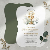 Greenery First Holy Communion Invitation  Einladung