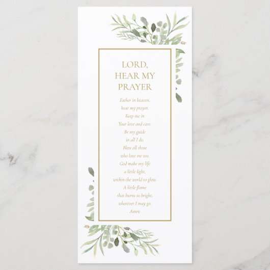 Greenery First Holy Communion Prayer Card Lesezeic (Rückseite)