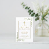 Greenery First Holy Communion Prayer Card Telefonnummerkarte (Stehend Vorderseite)