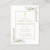 Greenery First Holy Communion Prayer Card Telefonnummerkarte (Vorderseite)