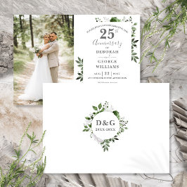 Greenery Floral 25. Hochzeitstag Foto Einladung