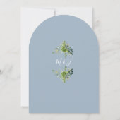 Greenery Floral Arch Dusty Blue Monogram Wedding Einladung (Rückseite)