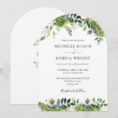 Greenery Floral Arch Elegante Monogram Wedding Einladung (Vorne/Hinten)