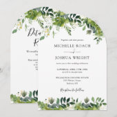 Greenery Floral Arch Moderne QR Code Hochzeit Einladung (Vorne/Hinten)
