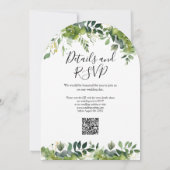 Greenery Floral Arch Moderne QR Code Hochzeit Einladung (Rückseite)