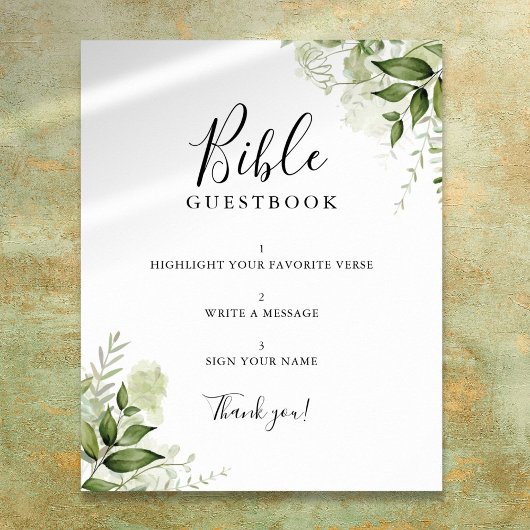 Greenery Floral Bible Gästebuchunterschrift Poster