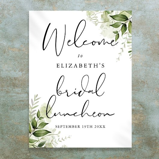 Greenery Floral Bridal Luncheon Begrüßungszeichen Poster