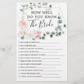 Greenery Floral Double Sided Brautparty Games (Vorderseite)