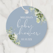 Greenery Floral Dusty Blue Boy Baby Shower Geschenkanhänger (Vorderseite)