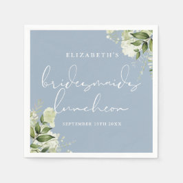 Greenery Floral Dusty Blue Bridesmaids Luncheon Serviette