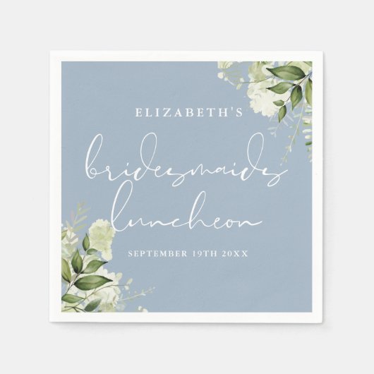 Greenery Floral Dusty Blue Bridesmaids Luncheon Serviette (Vorderseite)