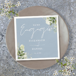 Greenery Floral Dusty Blue Engagement Party Serviette