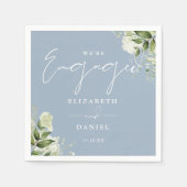 Greenery Floral Dusty Blue Engagement Party Serviette (Vorderseite)