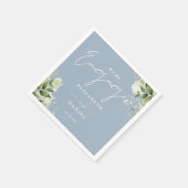Greenery Floral Dusty Blue Engagement Party Serviette (Ecke)