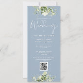 Greenery Floral Dusty Blue QR Code Wedding Einladung (Vorderseite)