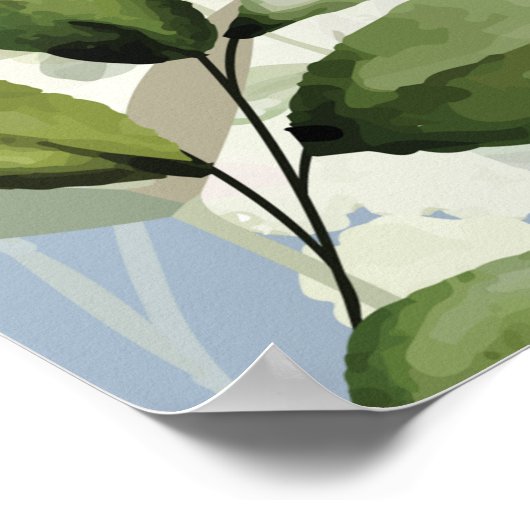 Greenery Floral Dusty Blue Wedding Welcome Sign Poster (Ecke)