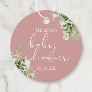Greenery Floral Dusty Rose Mädchen Baby Shower Geschenkanhänger
