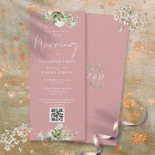 Greenery Floral Dusty Rose QR Code Wedding Einladung