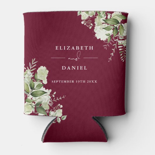 Greenery Floral Elegant Burgundy Wedding Dosenkühler (Vorderseite)