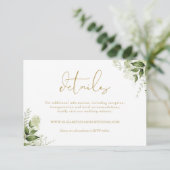 Greenery Floral Elegant Details zur Hochzeit Begleitkarte (Stehend Vorderseite)